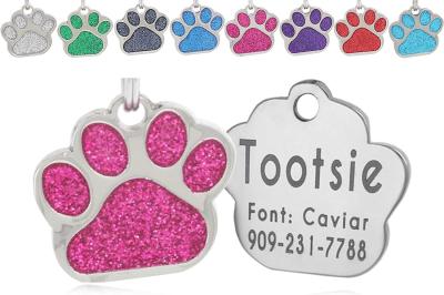 ODM Rustproof Laser Engraved Id Tags Paw Print Pet Tags 30*50mm For Metal Necklace
