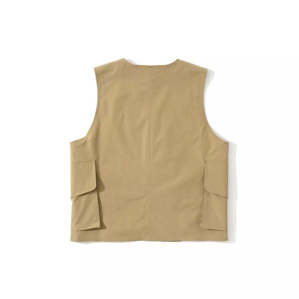                  Vintage Fall Fashion Multi Pocket Solid Casual Cargo Sleeveless Vest             