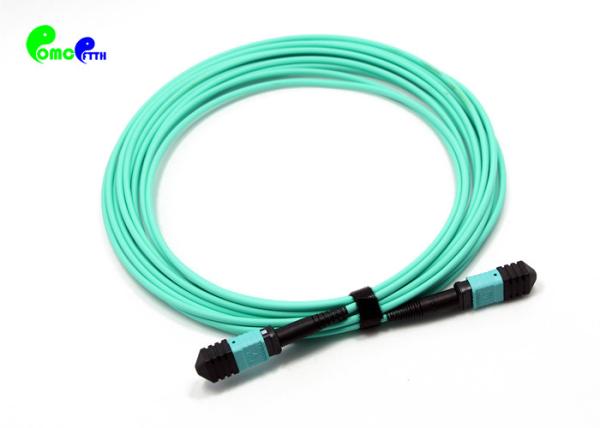 OM3 12F MPO Trunk Cable Senko MPO female to MPO female 50 / 125um 3.0mm 5m LSZH Aque Low Insertion Loss