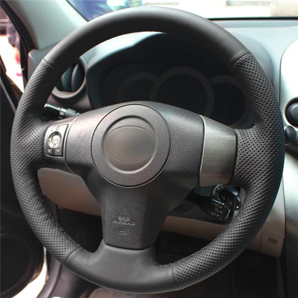 Black Perforated Leather Car Steering Wheel Cover for Toyota RAV4 1998 1999 2000 2001 2002 2003 2004 2005 2006-2019