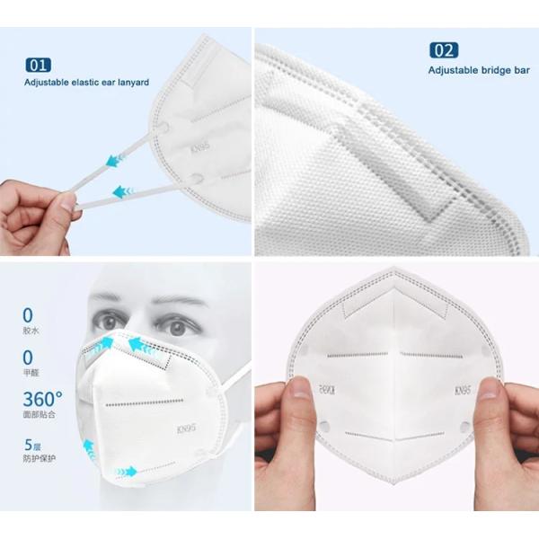 White Color Safety Medical Grade KN95 Face Mask Environment Friendly