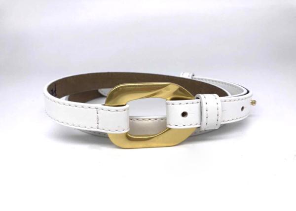 White 18mm Womens Fashion Leather Belts Alloy Buckle