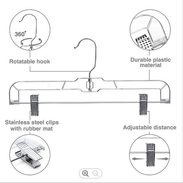 Thickening Metal Cloth Hanger  14 Inches Metal Pant Hangers With Clips