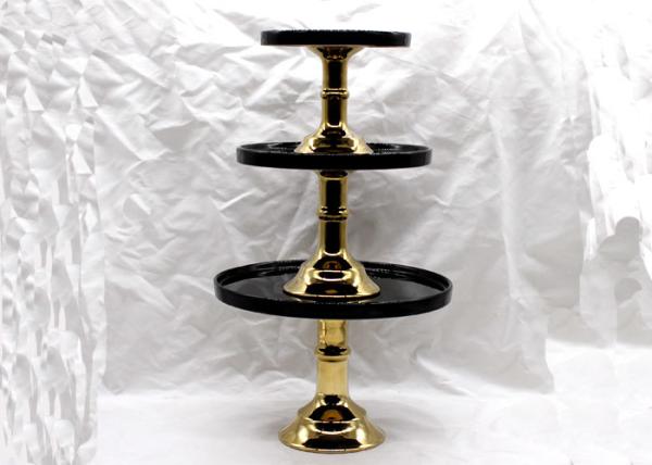 Handmade Ceramic Cake Stand Glazed Dolomite Black Cake Stand With Gold Feet