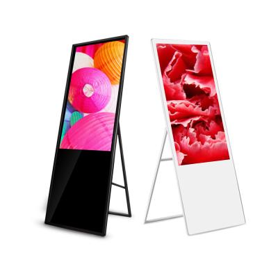 43 49 55 polegadas interior tipo A display de sinalização portátil reprodutor de mídia de publicidade móvel Infravermelho touch lcd cartaz digital