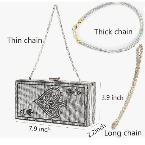 pearl&she Diamond Women Evening Handbags Purse Minaudiere Clutch Bag,Stack of Cash Dollars Crystal Clutch Purses