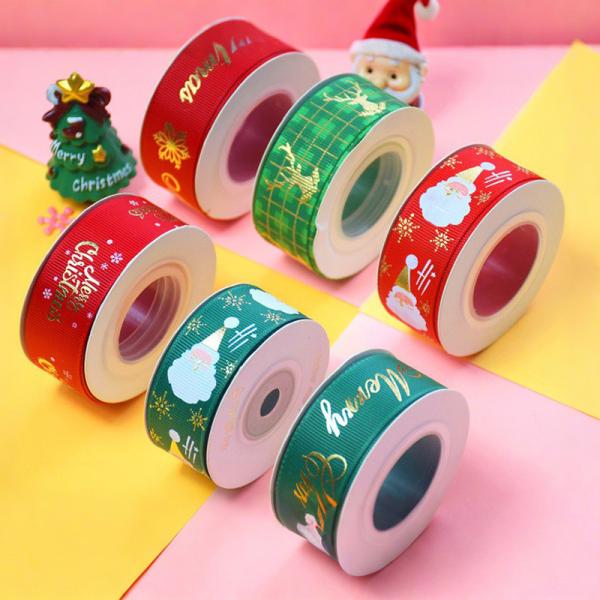 Personalized Christmas Ribbon DIY Crafts with Hot Stamping Ribbed Ribbon and Eco-Friendly Decoration