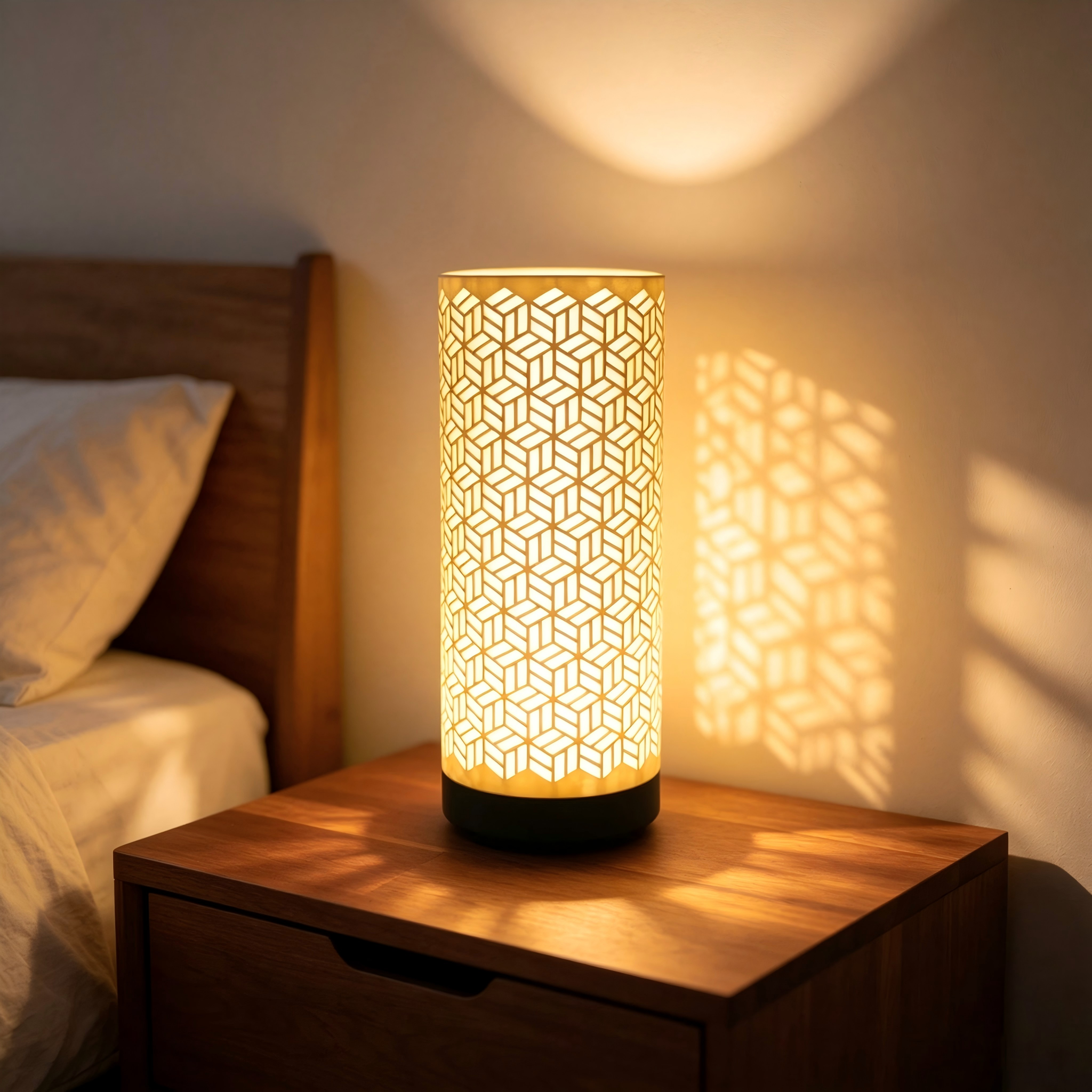Slim Cylinder 3d Lamp Print  Geometric Hollow Dimmable Ambient Lamp For Interior