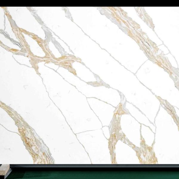 Calacatta Classical Polished Honed White Quartz Stone Veneer White Quartzite Slabs For Benchtop