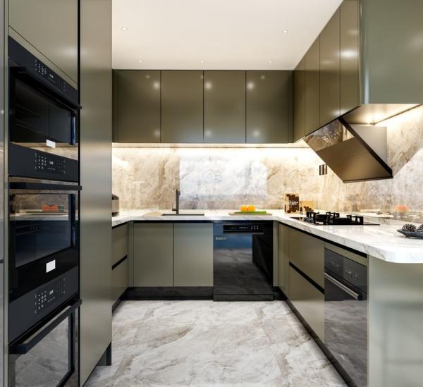 Fadior Luxury Olive Green SS Armários de cozinha de aço com armazenamento funcional
