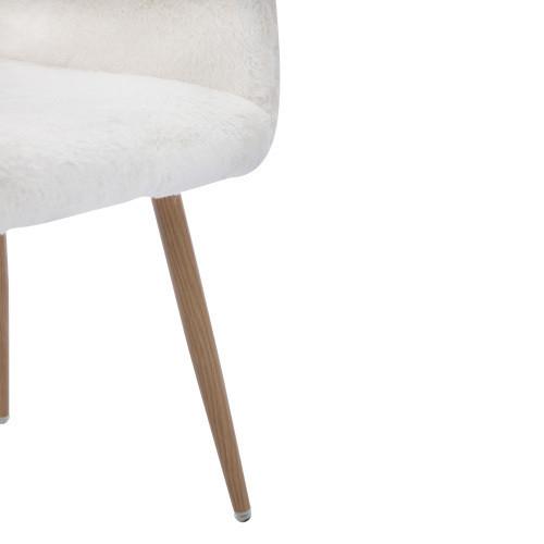 White Iron Dining Chair Set of 2 with Steel Legs