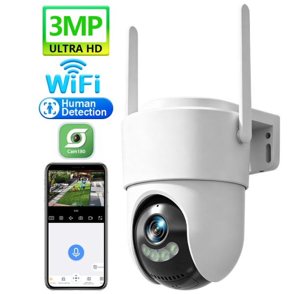 3MP Ultra HD WiFi6 PTZ Wireless IP Camera, Dual Mode Night Vision, Smart AI Human Auto Tracking, Two-Way Talk Audio, Works with Alexa Google Home Voice Assistant, Weatherproof Home Security Camera