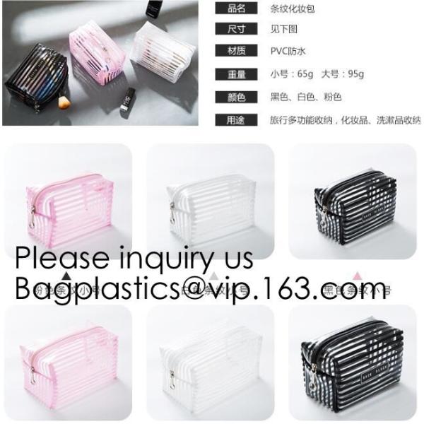 Clear Zipper Pouch with Strap Makeup Bag PVC Cosmetic Pouch,Printing Clear Zip lockk Cosmetic PVC Pouch, bagease, bagplast