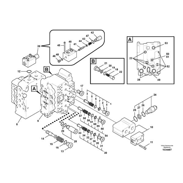 VOE14532821 Гидравлический клапан управления EC210 EC240 Экскаватор Главный клапан управления Строительная техника Ремонтные части