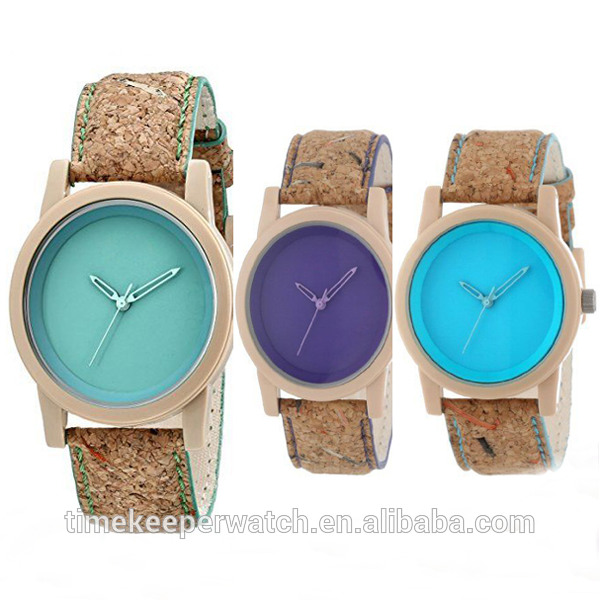 most nature bamboo wood watches with real cork band ,straps are eco-friendly material , cork leather wood watch