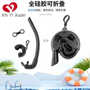 Portable breathing tube diving air exchange free swimming respirator, foldable
