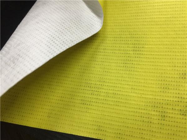 Dupont Paper Coated PU Synthetic Leather Neon Yellow Color Normal Tearing Strength