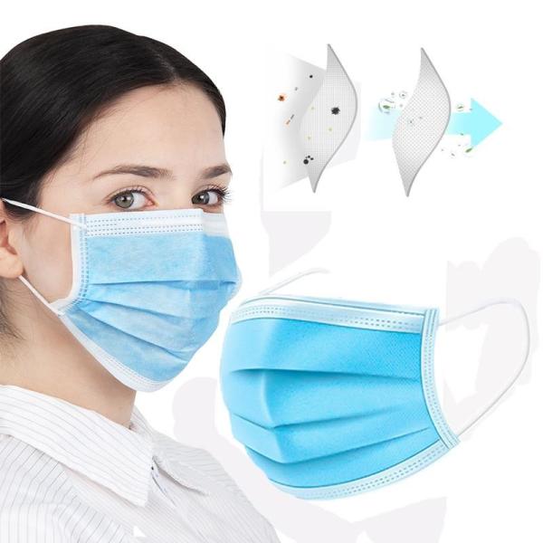 50 Pcs Disposable Face Mask - Anti-Dust Filter, Breathable, 3 Layers of Purifying