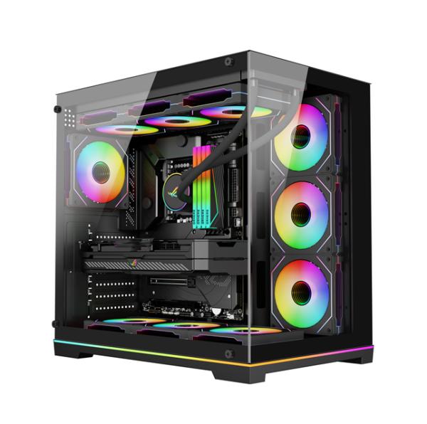 Full-Tower ATX PC Case with Tempered Glass, 360mm Water Cooling & 380mm VGA Support