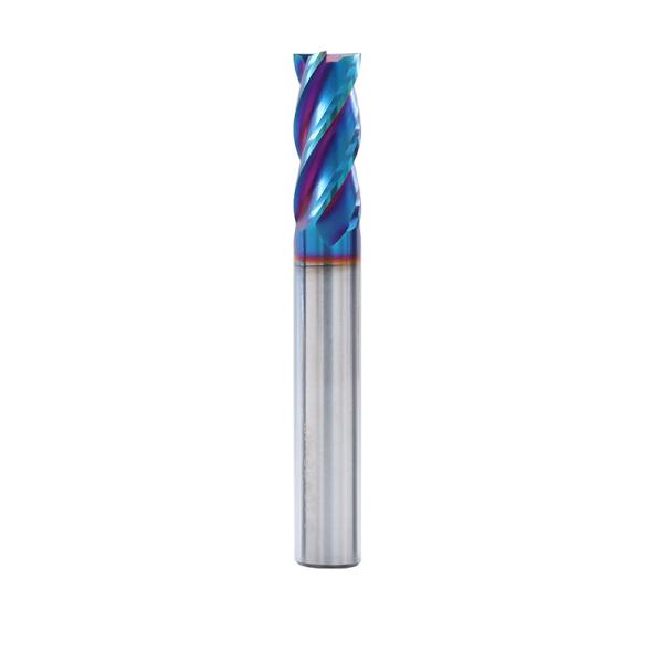 Nano Blue Coating 4 Flutes HRC65 Carbide End Mill For Hard Steel  CNC Milling Cutter