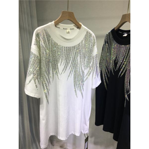 Personalised Rhinestone T Shirts Women'S Graphic 300gsm Cotton Short Sleeves