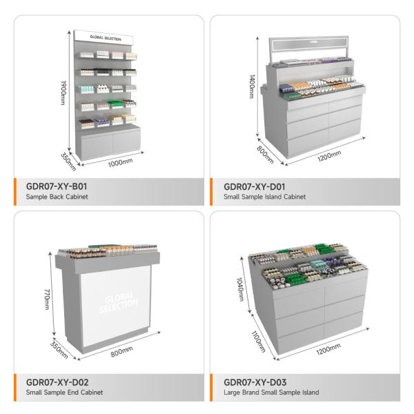 Retail Store Design Grey Wooden Sample Island For Space-Saving Shop Table And Cost-Effective Store Stand