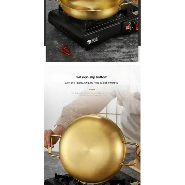 High Quality Silver Stainless Steel Cooker Flat Bottom Cooking Fry Pot Mini Seafood Pot Paella Pans