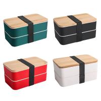 Caixa de almoço Bento de plástico de palha de trigo de camadas duplas Bento recipiente de plástico
