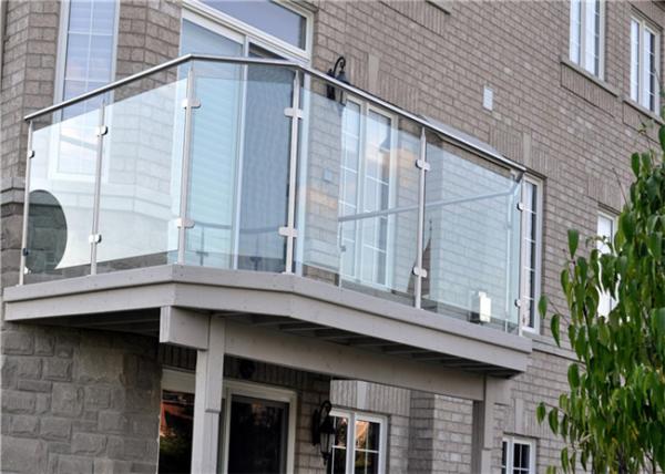 304 316 Stainless Steel And Glass Railing Systems , Tempered Glass Balcony Railing