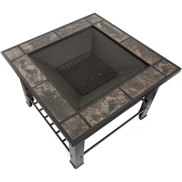 Wood Burning Barrel Outdoor Gas Firepit Garden 30'' Marble Tile Brazier