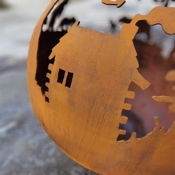 Outdoor Wood Burning Corten Steel Sphere Fire Pit Round Custom