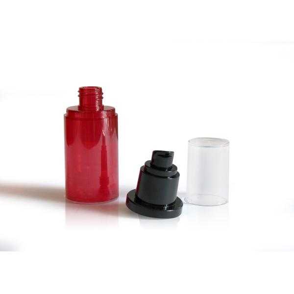 Glossy Translucent Red Airless Cosmetic Bottles For Travel Hot Stamping Surface