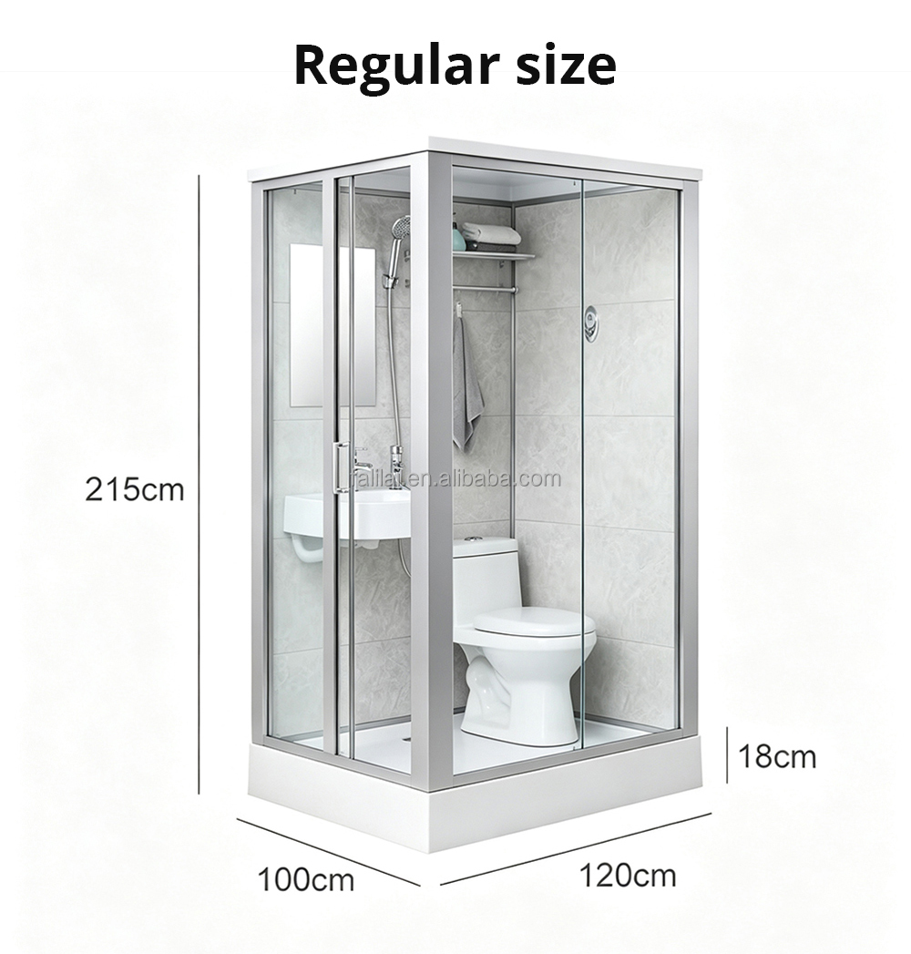 Cheap Modular Square Shower Pod Complete Set with Integrated Bathroom Fast Installation Flat Pack Custom Size Building Use