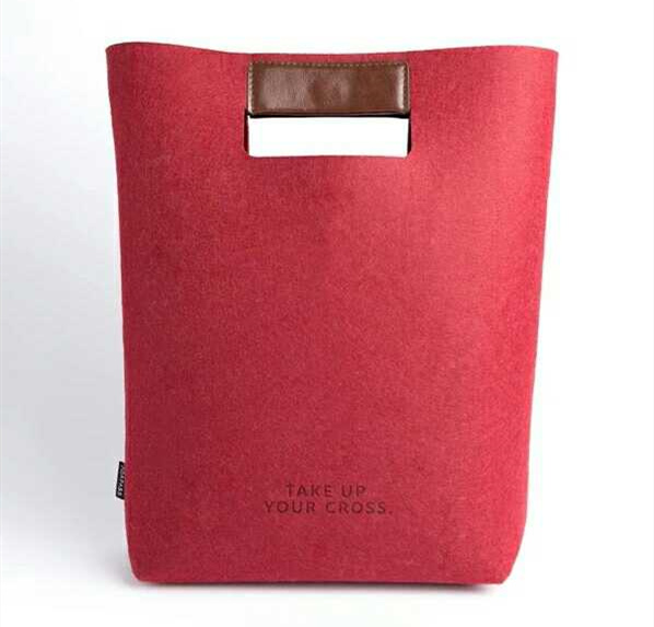 Minimalist Design Felt Handbag Comfortable Feeling With Leather Handle