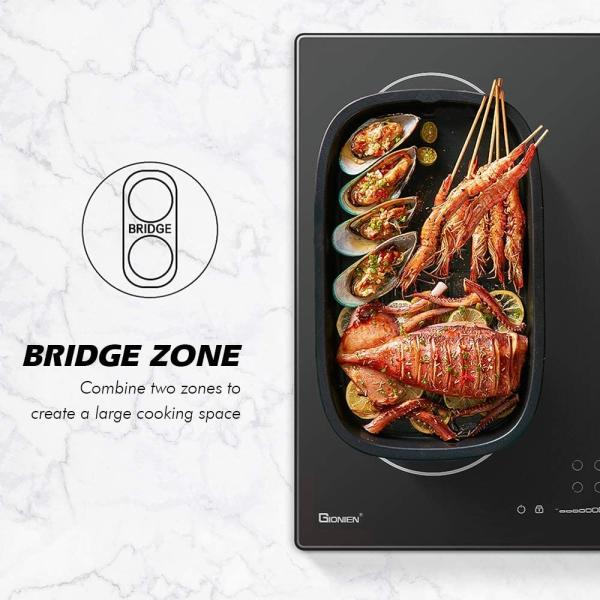 プラグインインダクションホブ 13Amp 2800W 60cm ブリッジゾーン付き統合電気炊飯台
