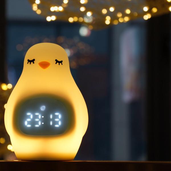 Bedside Decorative Sleep Lamp Touch Sensitive Night Light Silicone With Table Clock