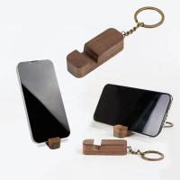 Walnut Wood Keychain Phone Holder Multifunctional Key Ring Gift