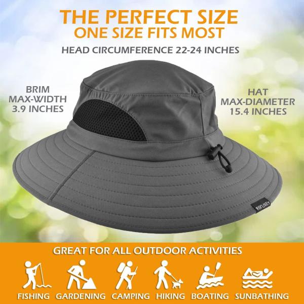 Wide Brim Bucket Hat Foldable Boonie Hat for Fishing Hiking Garden Safari Beach Breathable for Fishing, Hiking, Camping