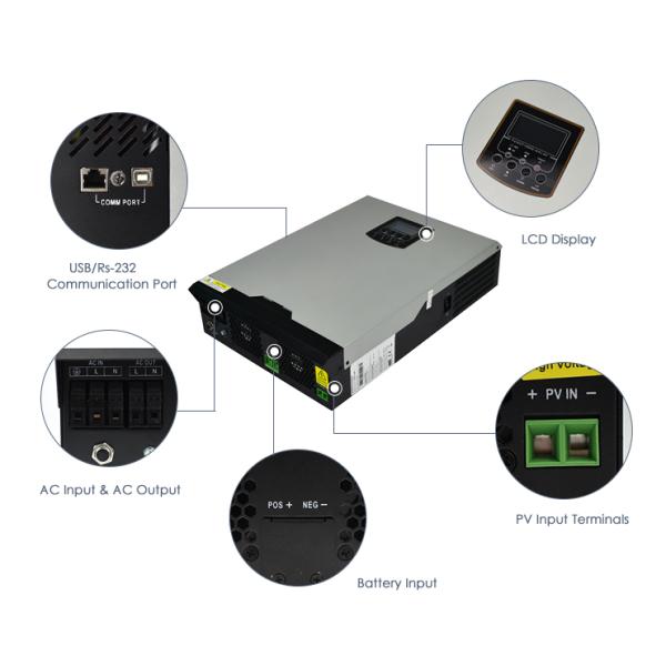 5000VA / 5000W 48Vdc 220Vac off grid solar inverter with built in MPPT controller