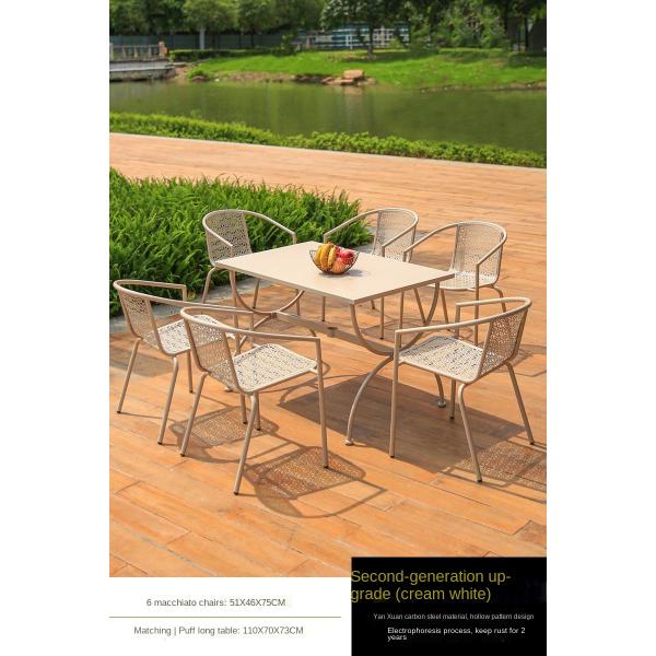Carbon Steel 4 Seater Cafe Table Set Outdoor 600*730mm / 700*730mm