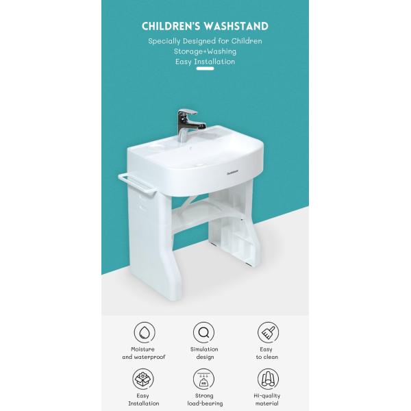 CPC Baby Wash Basin Plastic Free Standing Pedestal Children Size Shampoo Sink