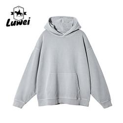 Sublimação de alta qualidade Slim Fit Peso pesado Fluffy Preto Algodão puro 420g Lavado Retro Grossa Crop Top Hoodie