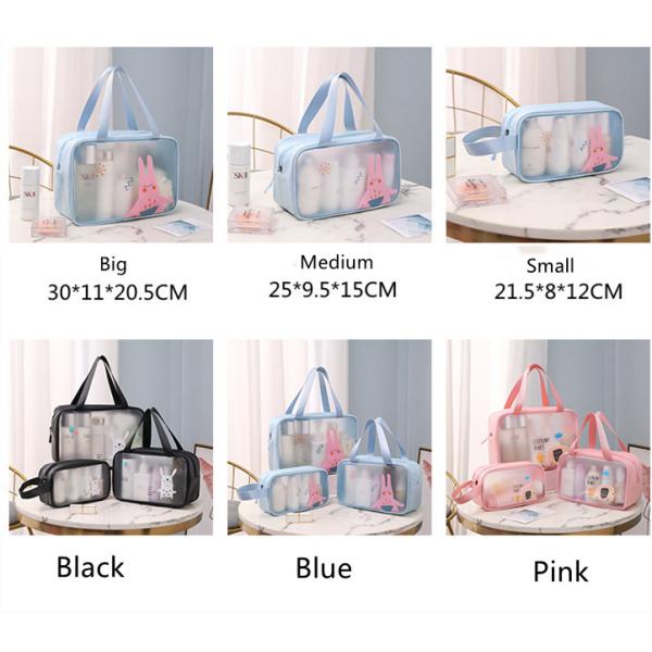 3pcs Clear Cosmetic Bag Personalized Customize Travel Bags Letter Pattern Type