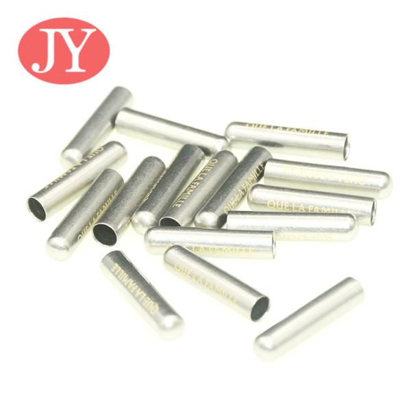jiayang matte silver color 4.0mm cord laser logo metal tipping for pant lace  cord aglets tipping