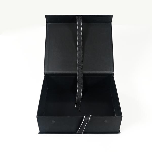 Personalized custom full color printing foldable flip box with ribbon folding packaging box