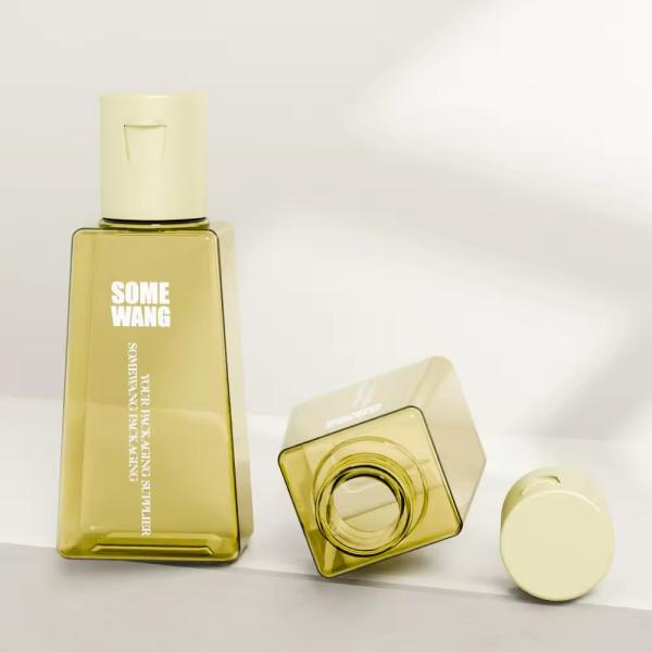 Customized 30ml PET Plastic Bottles Yellow Square Cosmetic Bottle