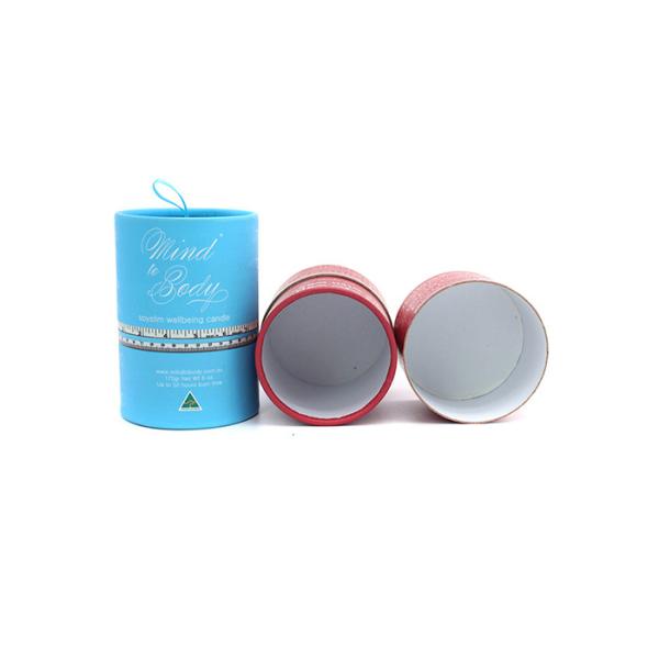 Beauty Packaging Candle Gift Box , Cylinder Candle Boxes With Silk