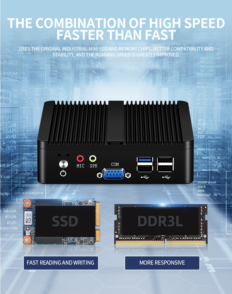 Врезанный Fanless промышленный хозяин управлением ПК пылезащитный