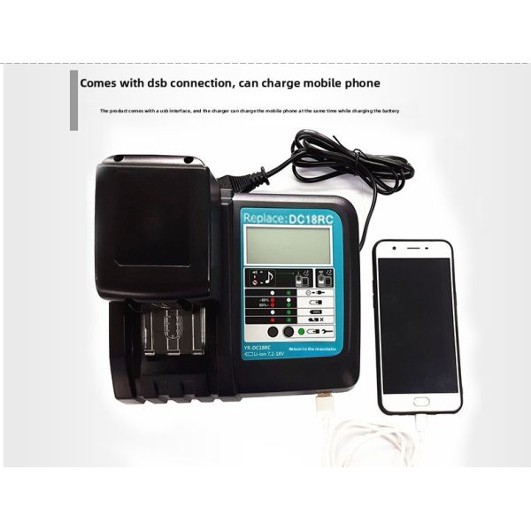 Fast Charger Compatible with Makit 14.4V 18V LXT Li-ion Batteries Replacement DC18RC Power Tool Battery Charger