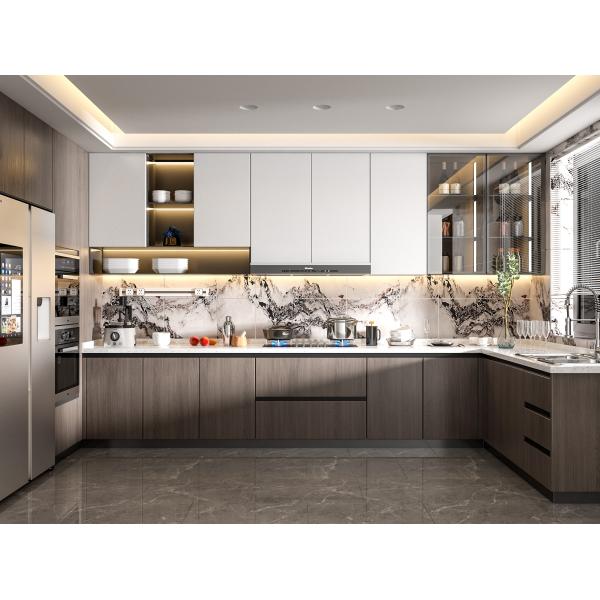 Plywood Kitchen Cabinet With Microwave & Handle Design Modern Custom Furniture